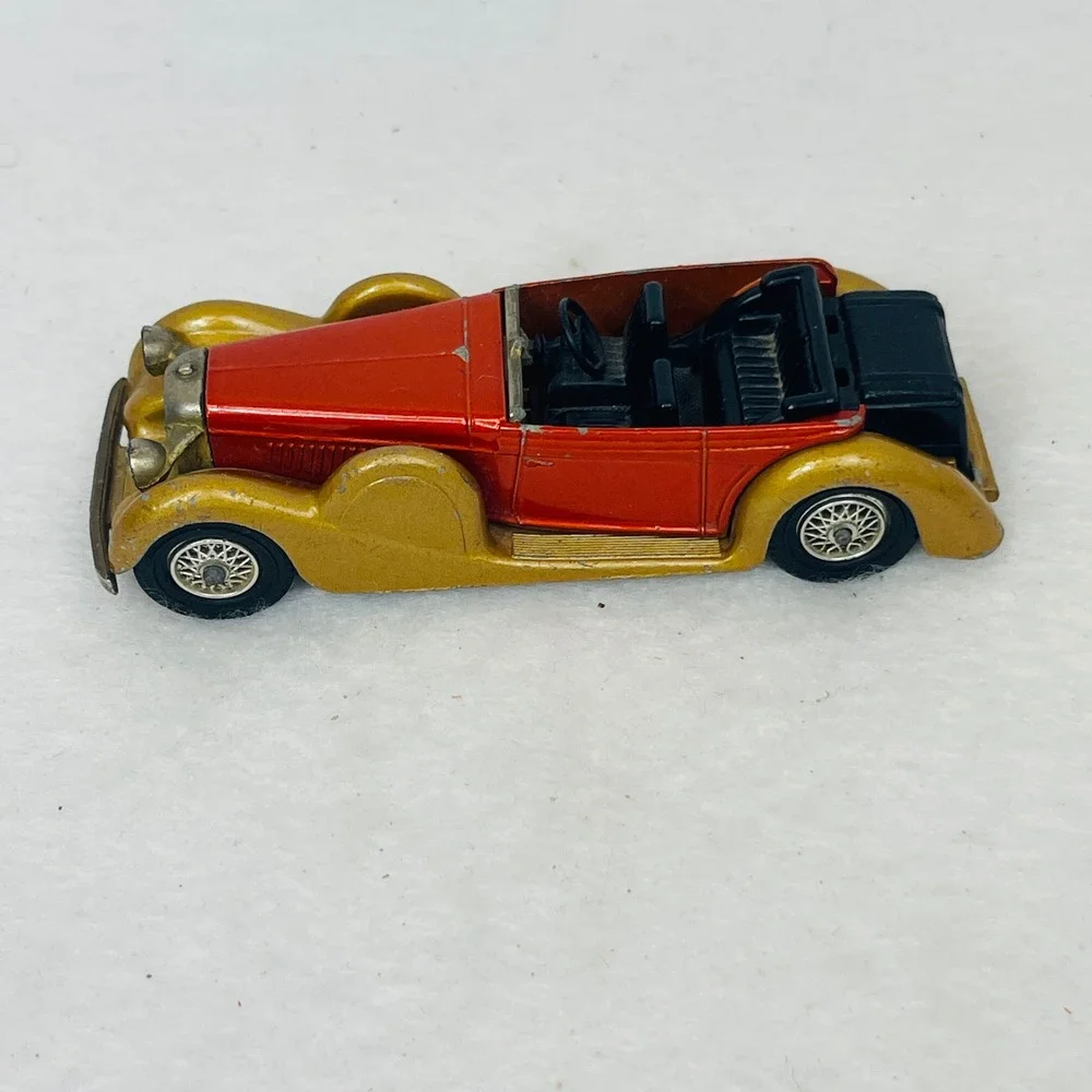 Vintage Diecast Model Car 1930s Style Convertible Red and Gold 3.25 Inch